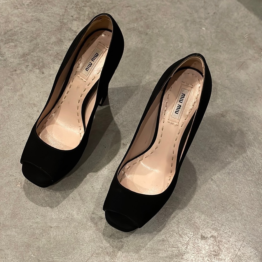 Magnificent Miu Miu Suede Platform Heels. - image 1